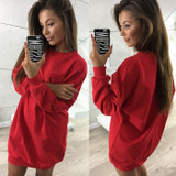 Autumn Winter Women Hoodies Sweatshirts Women Fashion Casual O neck Long Sleeve Pullover Tops Long Dress Women Tracksuits