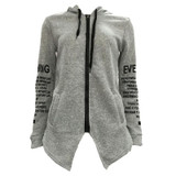 Autumn Winter Women Hoodies Sweatshirts Tops Print Pullover Harajuku Plus Size Zipper Irregular Top Sportswear