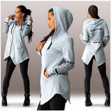 Autumn Winter Women Hoodies Sweatshirts Tops Print Pullover Harajuku Plus Size Zipper Irregular Top Sportswear