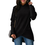 Autumn Winter Women Hooded Hoodies Long Sleeve Sweatshirt Asymmetric Hem Wrap Hoodie Casual Outwear Tops Pullovers JL