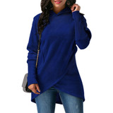 Autumn Winter Women Hooded Hoodies Long Sleeve Sweatshirt Asymmetric Hem Wrap Hoodie Casual Outwear Tops Pullovers JL