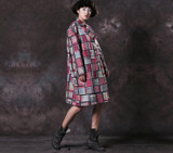 Autumn winter women classic plaid trench coats Ladies turn-down collar printing Fashion outwear vintage clothing S560802