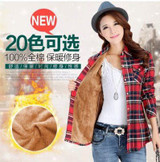 Autumn winter warm cotton long-sleeved thick velvet women's plaid shirt flannel office shirts 20 colors NS2357