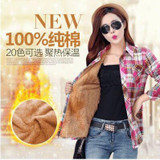Autumn winter warm cotton long-sleeved thick velvet women's plaid shirt flannel office shirts 20 colors NS2357