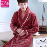 Autumn Winter Thickening Warm Flannel Bathrobe Men Dressing Gown Coral Fleece Bath Robe Male Sleepwear Nightgown Kimono Homme
