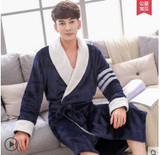 Autumn winter thick flannel robe men coral fleece bathrobe male plus size sleepwear long-sleeve couples warm thicken