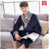 Autumn winter thick flannel robe men coral fleece bathrobe male plus size sleepwear long-sleeve couples warm thicken