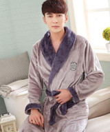 Autumn winter thick flannel robe men coral fleece bathrobe male plus size sleepwear long-sleeve couples warm thicken