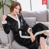Autumn winter thick flannel robe men coral fleece bathrobe male plus size sleepwear long-sleeve couples warm thicken
