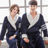 Autumn winter thick flannel robe men coral fleece bathrobe male plus size sleepwear long-sleeve couples warm thicken