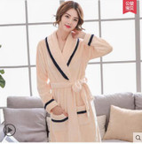 Autumn winter thick flannel robe men coral fleece bathrobe male plus size sleepwear long-sleeve couples warm thicken