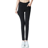 Autumn Winter Slim Women Pencil Pants Casual Elastic Waist Skinny Trousers Black White Stretch Pants