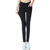 Autumn Winter Slim Women Pencil Pants Casual Elastic Waist Skinny Trousers Black White Stretch Pants
