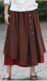 Autumn Winter Skirt Women High Waist Pleated Skirts Plus Size Casual Long Skirt Cotton Linen Vintage Maxi Skirt,Saia,Faldas S198