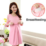 Autumn Winter Pregnancy Dress Breastfeeding Maternity Dresses Pink Maternity Blouse Lace Pregnant Women Dresses Nursing Dress