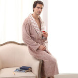 Autumn winter plus size flannel robe long thick warm men bathrobe coral fleece sleepwear nightgown