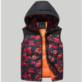 Autumn Winter Plus size Down Vest Male Thicken Warm cotton-padd waistcoat male casual Camouflage hooded sleeveless jacket 080202