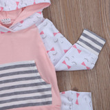 Autumn Winter Newborn Kid Baby Girl Clothes Striped Hoodies Sweatshirt Top +eyelash Long Pants Outfit