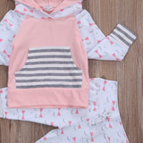 Autumn Winter Newborn Kid Baby Girl Clothes Striped Hoodies Sweatshirt Top +eyelash Long Pants Outfit