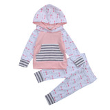 Autumn Winter Newborn Kid Baby Girl Clothes Striped Hoodies Sweatshirt Top +eyelash Long Pants Outfit