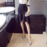 Autumn Winter New Striped Ruffles Hem Fashion Women's Skirt High Waist Slim Sexy Mermaid Skirt Office Lady Midi Skirt S-5XL