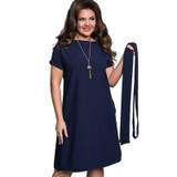 2018 Elegant Casual Women Blue Dresses Big Size Plus Size Women's Dresses Summer Sashes O-Neck Bodycon Chiffon Party Dress 2018 Elegant Casual Women Blue Dresses Big Size Plus Size Women's Dresses Summer Sashes O-Neck Bodycon Chiffon Party Dress