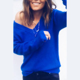 2018 Elegant Cashmere Sweater and Pullovers Women Sexy V-neck Knitted Sweater Loose Tops Female Autumn Winter Jumper 6Q0598