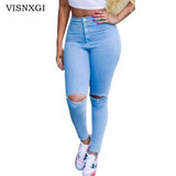 2018 Denim Jeans Pants Women Brand Big Hole Ripped Designer Jean Woman Trousers Vintage Spring Summer Capris Pencil Pants K103