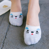2018 Cute Harajuku Print Cat Woman Slippers Socks Summer Animal Funny Cute Low Cut Ankle Socks Happy Candy Color Sock Popsocket