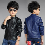 2018 Children Outerwear Spring &amp; Autumn New baby Boys PU Coats Faux Leather jacket children clothing top suit 100-160