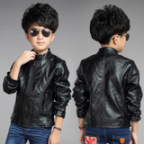 2018 Children Outerwear Spring &amp; Autumn New baby Boys PU Coats Faux Leather jacket children clothing top suit 100-160