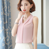 2018 chiffon summer top Blouses Ladies Tops Female Sleeveless Shirt Blusas Femininas White,Black,Red,Pink S-2XL Plus Size ZSIIBO
