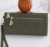 ATTRA-YO 2017 Women Wallets Long Dull Polish Leather Wallet high quality dollar price Female Zipper Clutch Coin Purse