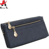 ATTRA-YO 2017 Women Wallets Long Dull Polish Leather Wallet high quality dollar price Female Zipper Clutch Coin Purse