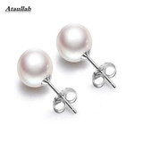 Ataullah 10MM Never Fade Anti-allergy 925 Silver Pearls Stud Earrings for Women And Girls Earrings Fine Jewelry Brand EWC024