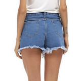 Asymmetrical Ripped Denim Shorts for Women High Waist with Pockets Female Short Cintura Alta 2017 Vintage Pantalones Cortos New