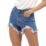 Asymmetrical Ripped Denim Shorts for Women High Waist with Pockets Female Short Cintura Alta 2017 Vintage Pantalones Cortos New