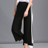 Asymmetrical Wide Leg Pants for Women High Elastic Waist Striped Trousers Loose Black Sweatpants 2017 spring Harajuku Pantalones
