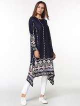 Asymmetric Printed Loose Midi Dress