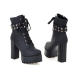 ASUMER large size 2016 popular classic thick heel round toe ankle boots sexy platform high heels solid lace up women boots