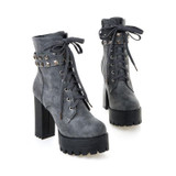 ASUMER large size 2016 popular classic thick heel round toe ankle boots sexy platform high heels solid lace up women boots