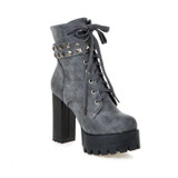ASUMER large size 2016 popular classic thick heel round toe ankle boots sexy platform high heels solid lace up women boots