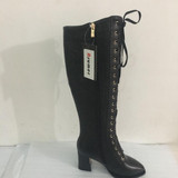 ASUMER 2016 high quality women boots high heels pu+ genuine leather motorcycle boots women lace up knee high boots winter shoes