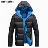 Asstseries Winter Jacket Men Casual New Hooded Thick Padded Jacket Zipper Slim Men And Women Coats Men Parkas Outwear Warm Coat