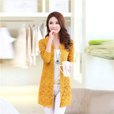 ASLTW Spring And Autumn Female Cardigan Long Sleeve Hollow Lace Knitwear Long Cardigan Coat Sweater For Women