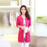 ASLTW Spring And Autumn Female Cardigan Long Sleeve Hollow Lace Knitwear Long Cardigan Coat Sweater For Women
