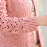 ASLTW Spring And Autumn Female Cardigan Long Sleeve Hollow Lace Knitwear Long Cardigan Coat Sweater For Women
