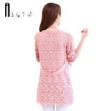 ASLTW Spring And Autumn Female Cardigan Long Sleeve Hollow Lace Knitwear Long Cardigan Coat Sweater For Women