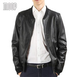 Sheepskin cowskin genuine leather bomber jacket ribbed collar hem biker moto jackets coats manteau homme jaqueta de couro LT1596