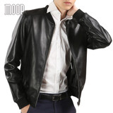 Sheepskin cowskin genuine leather bomber jacket ribbed collar hem biker moto jackets coats manteau homme jaqueta de couro LT1596